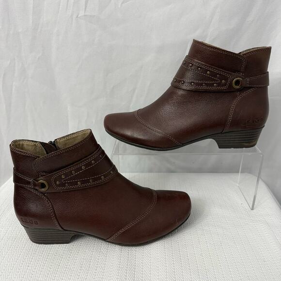 Taos Boots Women’s 7 Ultimo Brown Leather Studded Ankle Booties Boho Western - Picture 11 of 13
